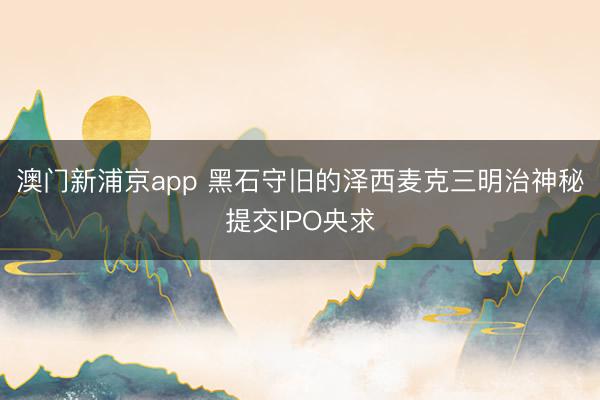 澳门新浦京app 黑石守旧的泽西麦克三明治神秘提交IPO央求